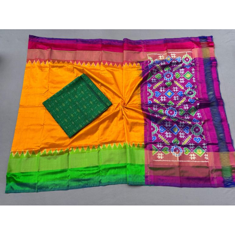 PSSISDST5N05FSDC38- Ikat Silk dupatta with Ikat sico top