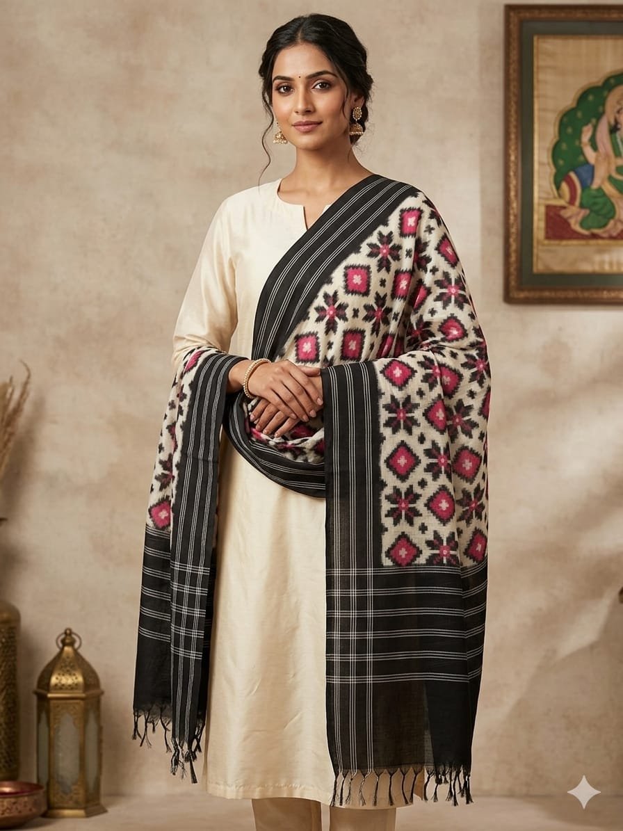 Cotton Dupatta - PSSIY22-ICDPDIBCC-05
