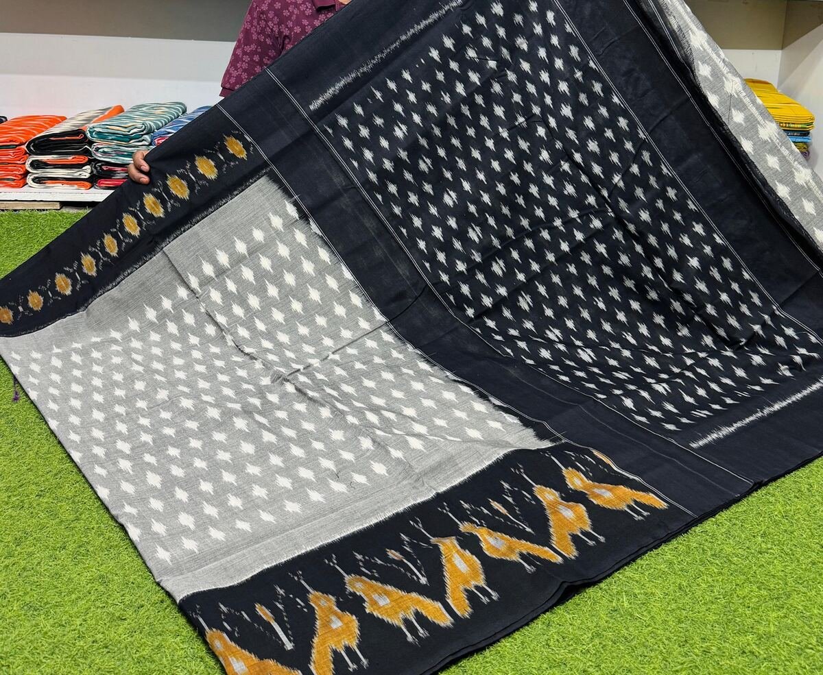 Cotton Saree - PSRGY19-ICTSCZDCD-10