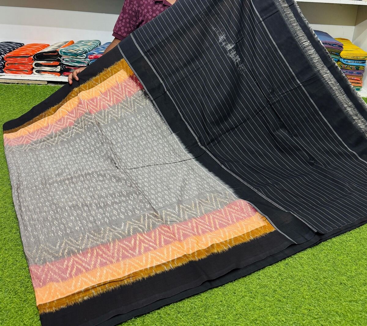 Cotton Saree - PSRGY19-ICTSCZDCD-16