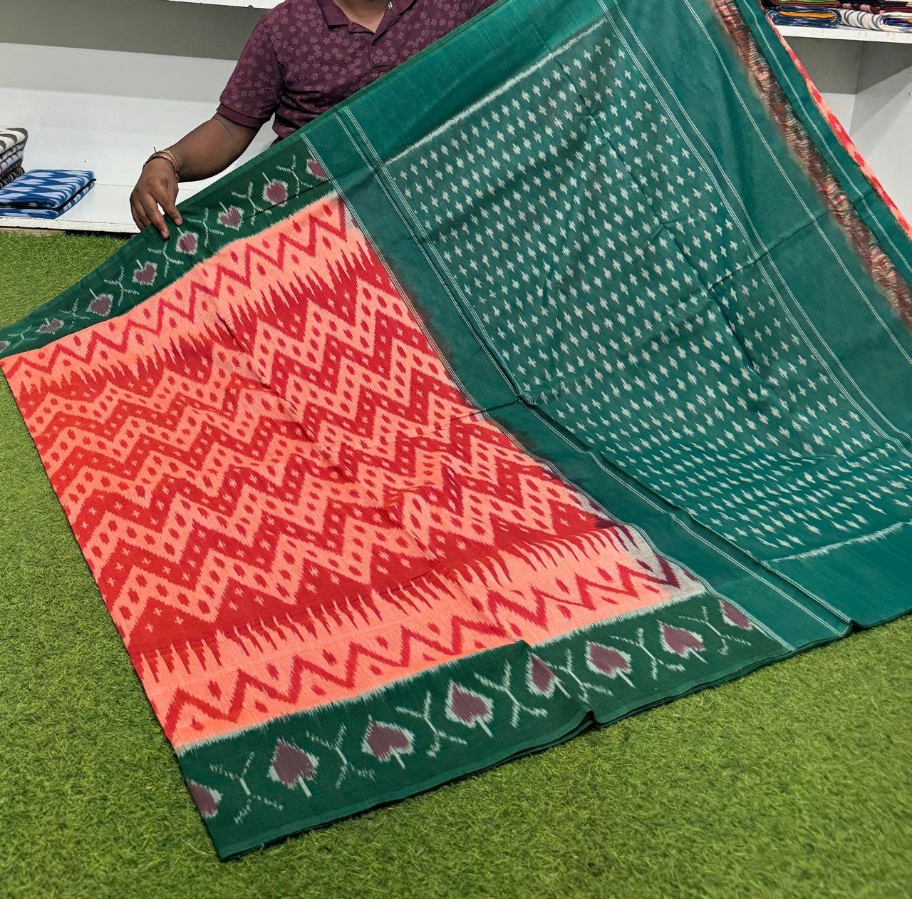 Cotton Saree - PSRGY19-ICTSCZDCD-36