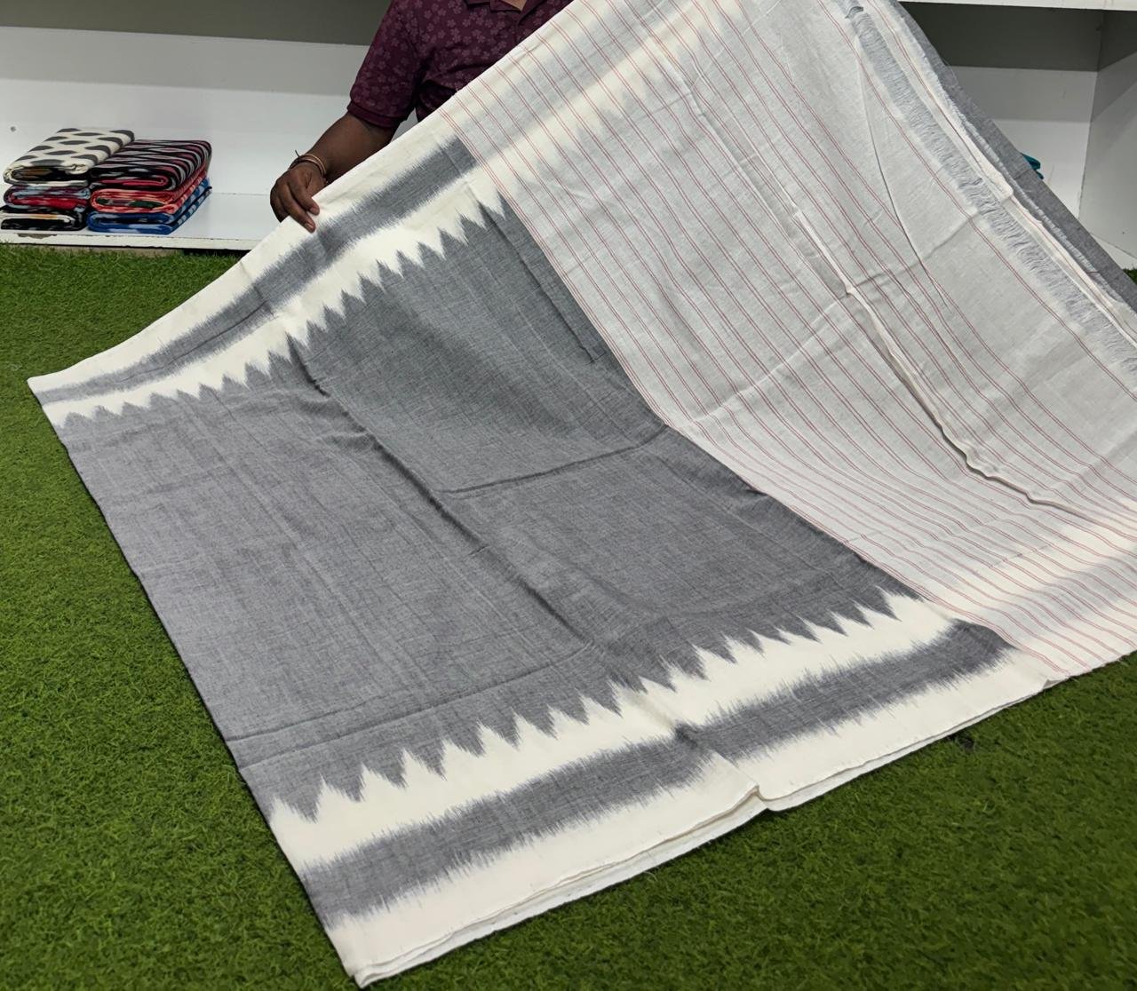 Cotton Saree - PSRGY19-ICTSCZDCD-37