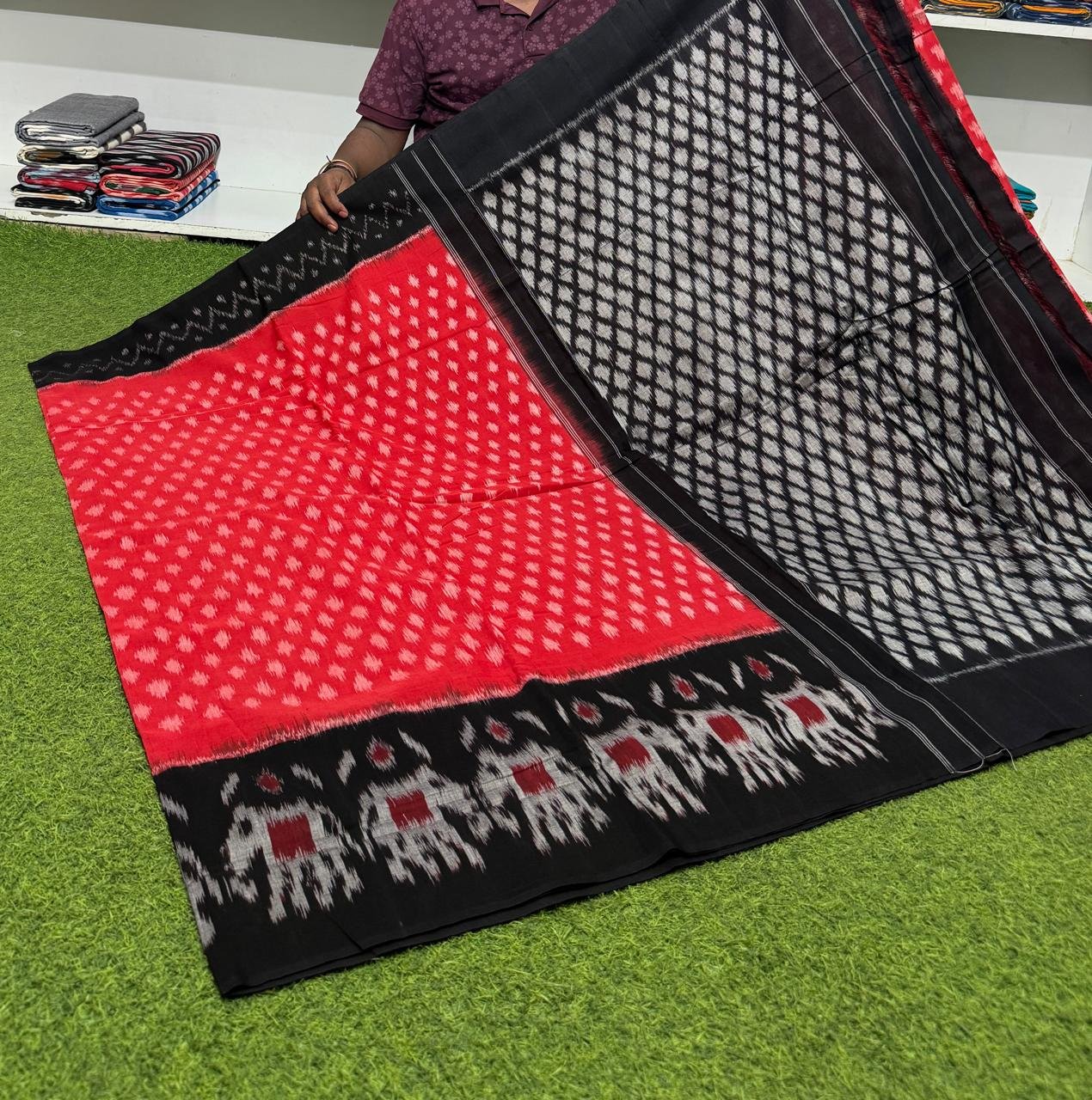 Cotton Saree - PSRGY19-ICTSCZDCD-40