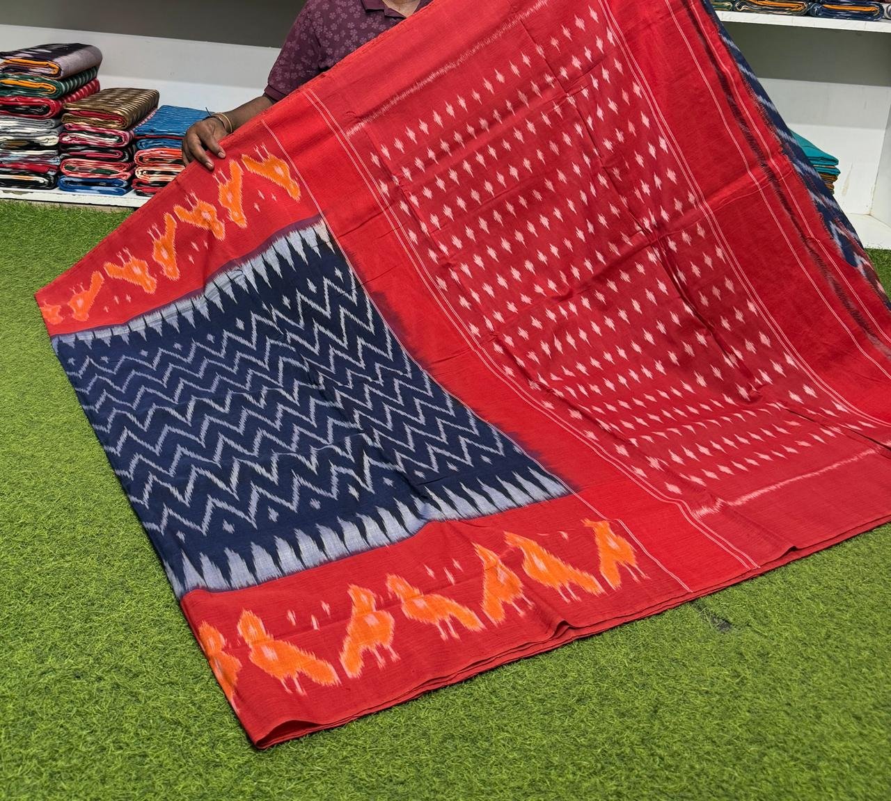 Cotton Saree - PSRGY19-ICTSCZDCD-50