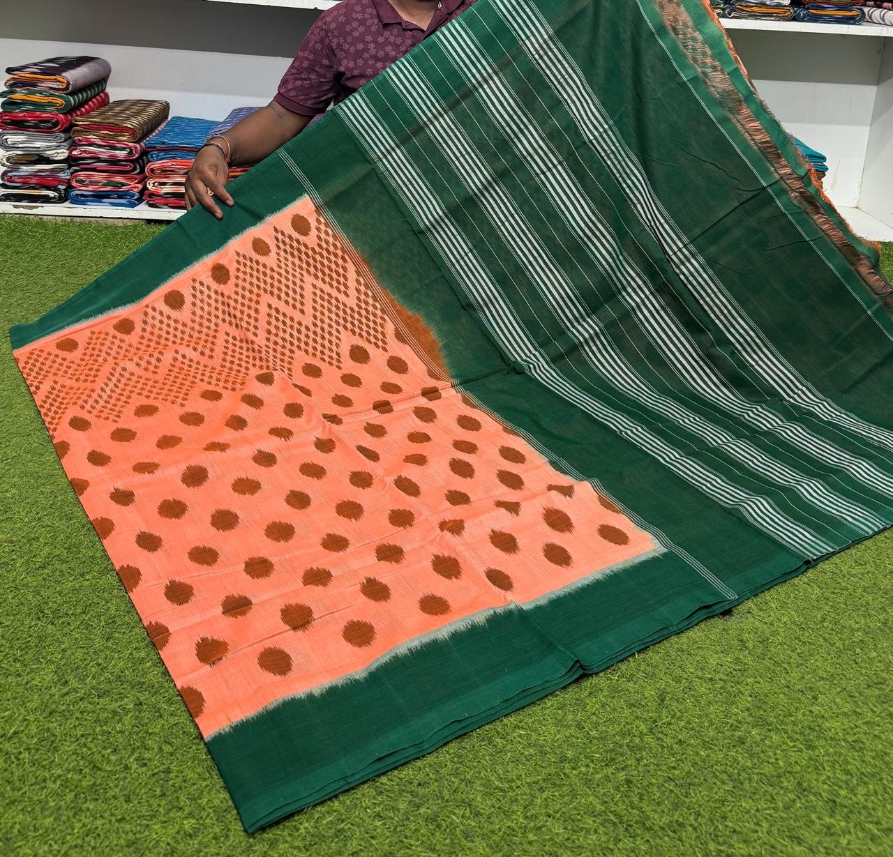 Cotton Saree - PSRGY19-ICTSCZDCD-56