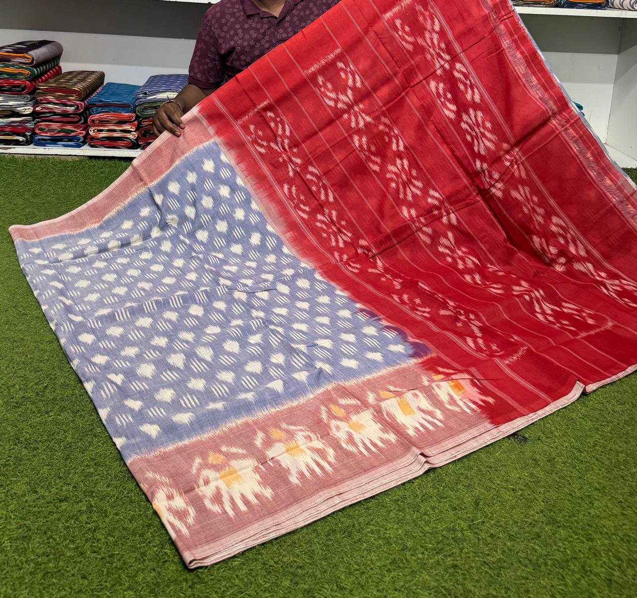 Cotton Saree - PSRGY19-ICTSCZDCD-60