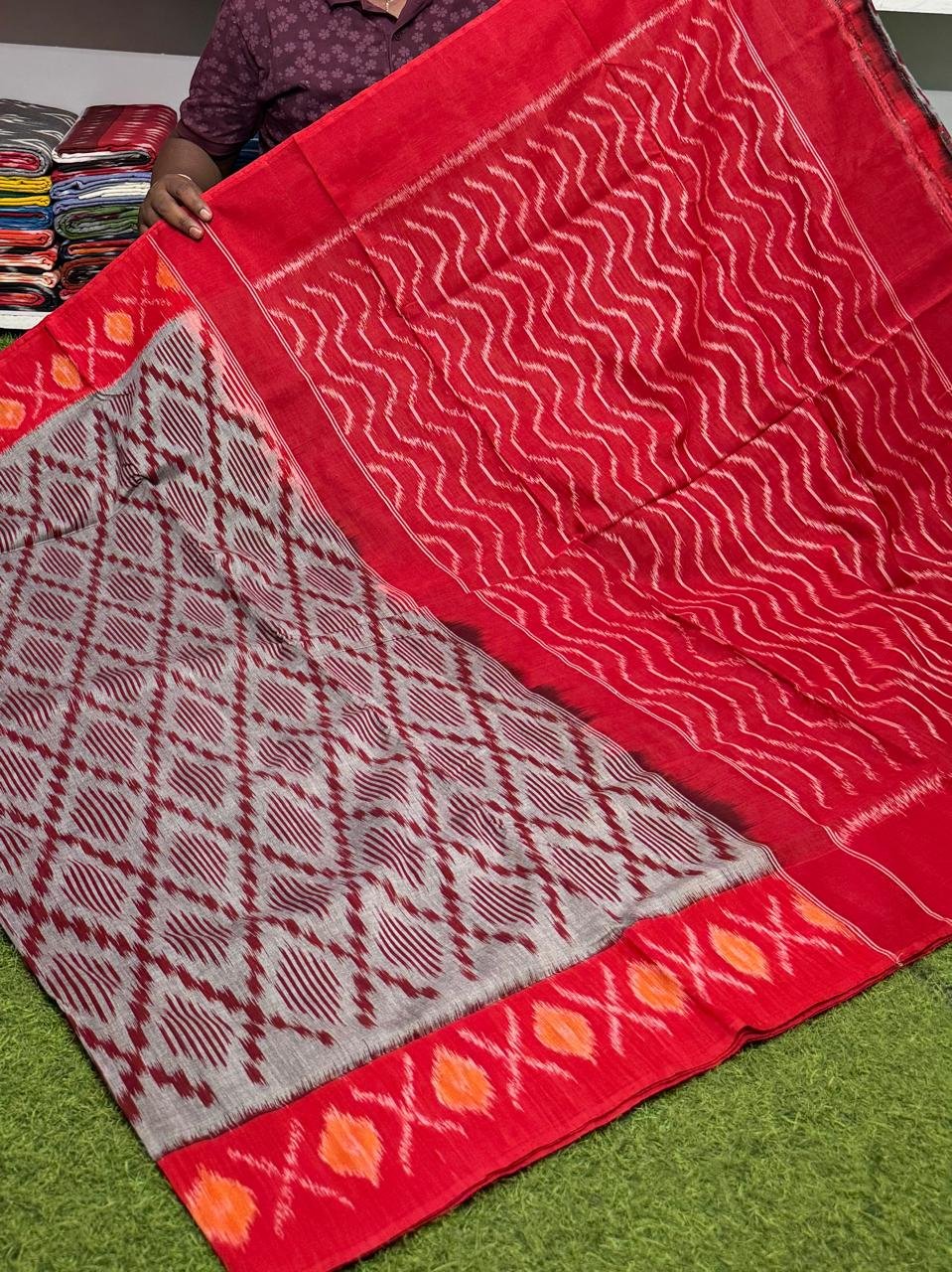Cotton Saree - PSRGY19-ICTSCZDCD-67