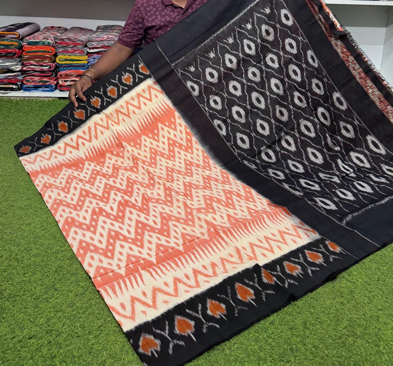 Cotton Saree - PSRGY19-ICTSCZDCD-72