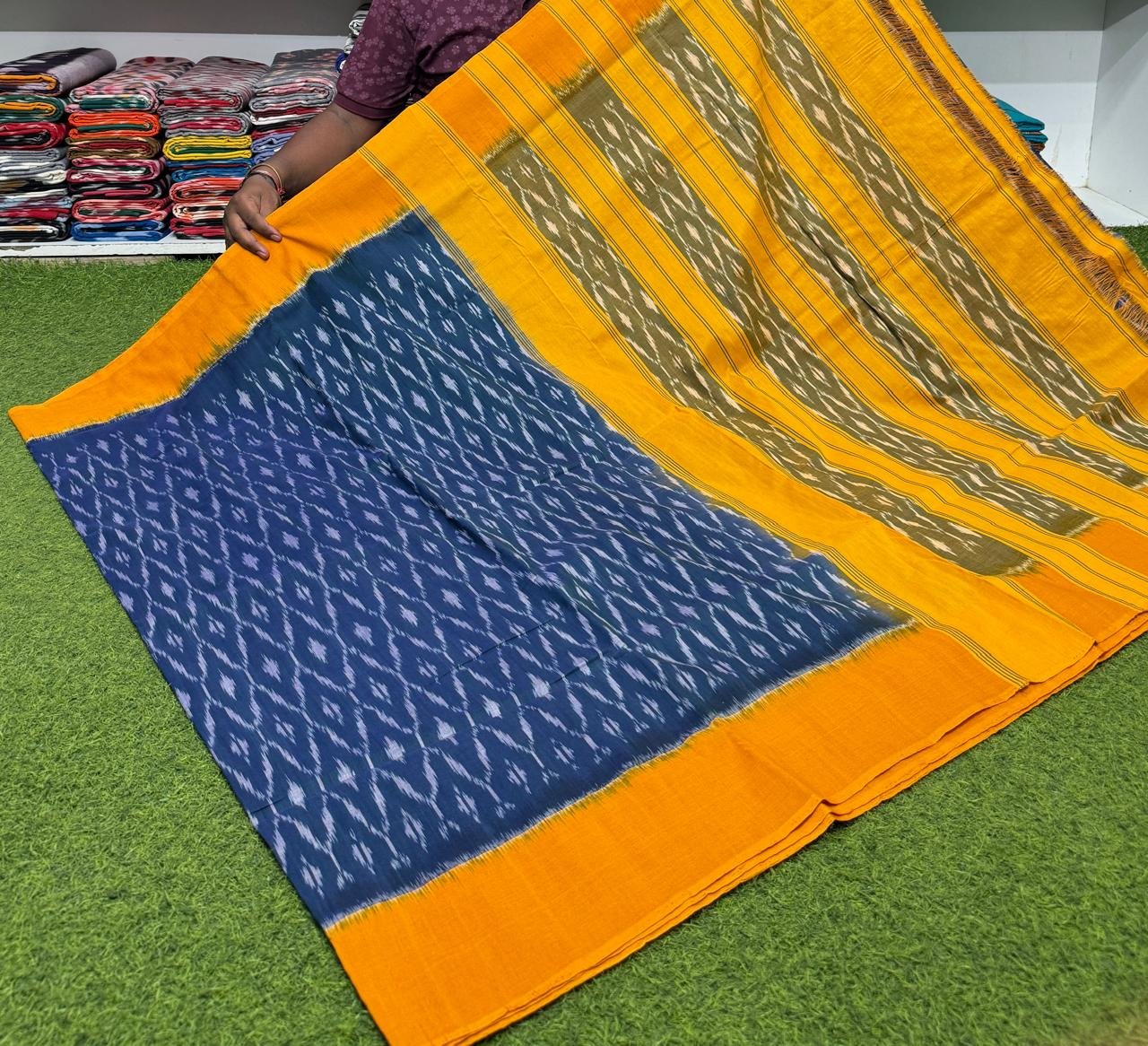 Cotton Saree - PSRGY19-ICTSCZDCD-77