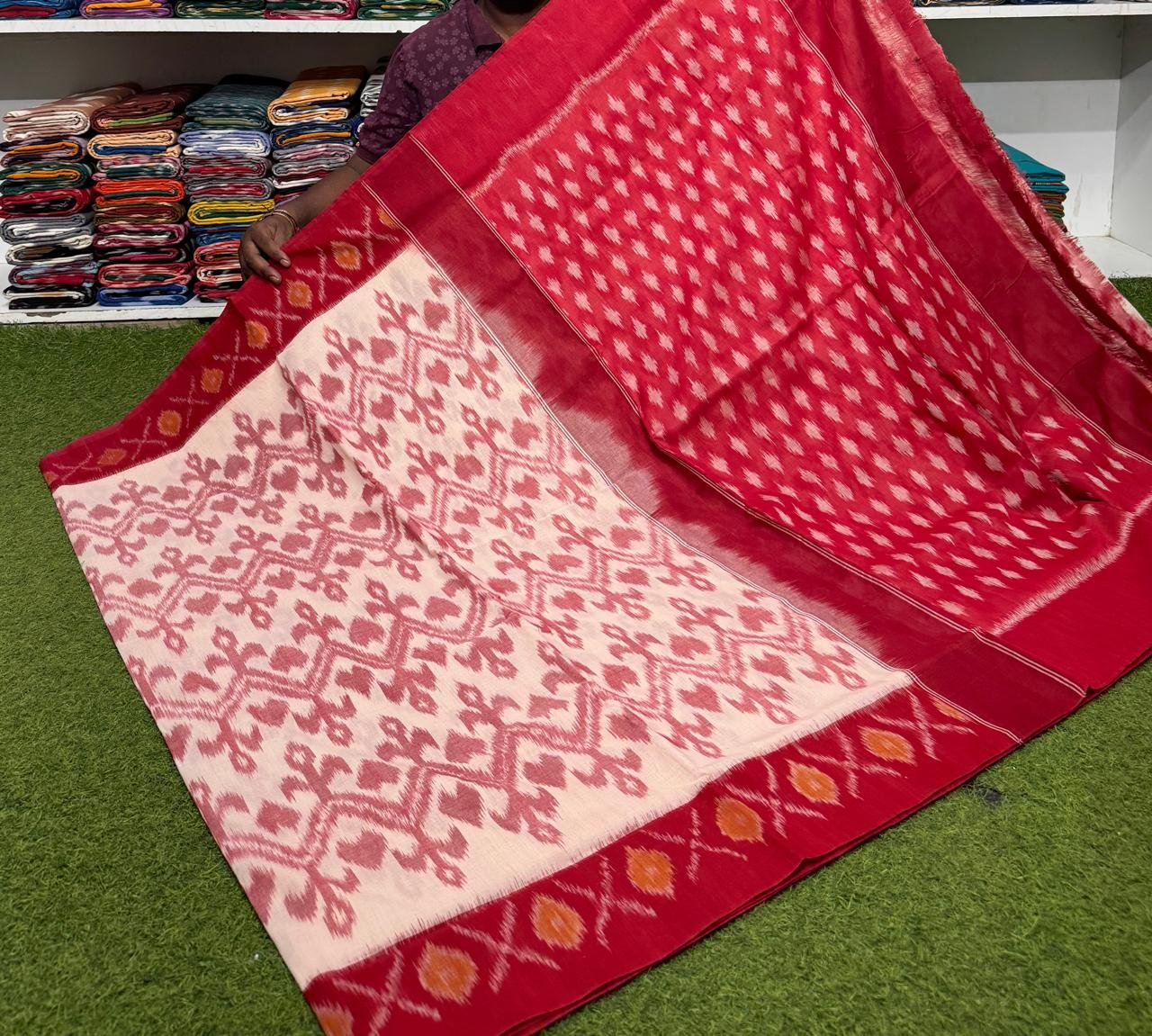 Cotton Saree - PSRGY19-ICTSCZDCD-83