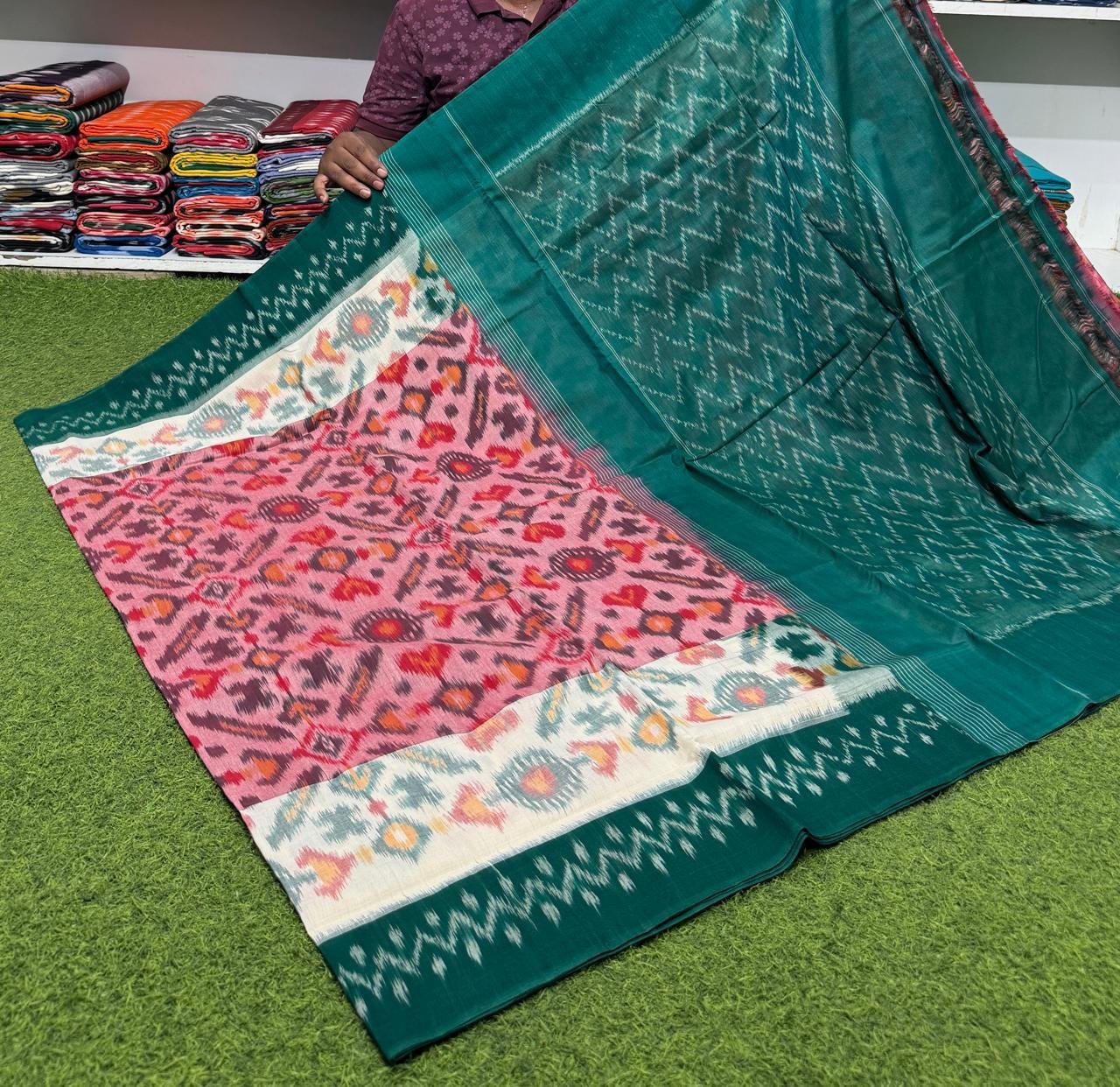 Cotton Saree - PSRGY21-ICTSDZDCD-15