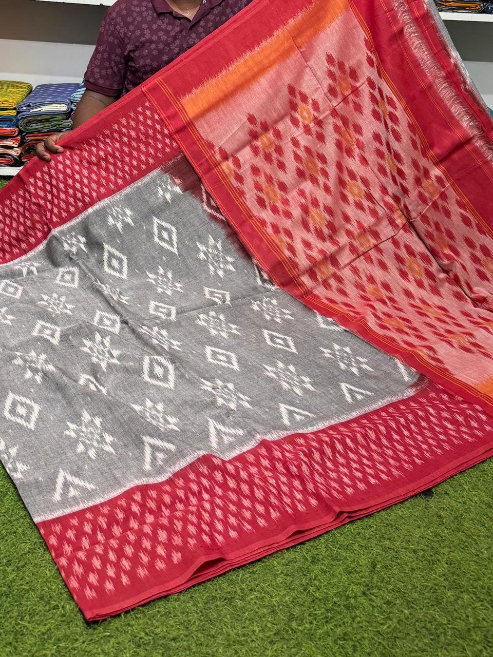 Cotton Saree - PSRGY21-ICTSDZDCD-19