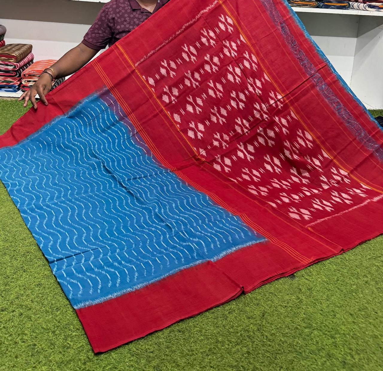Cotton Saree - PSRGY21-ICTSDZDCD-33