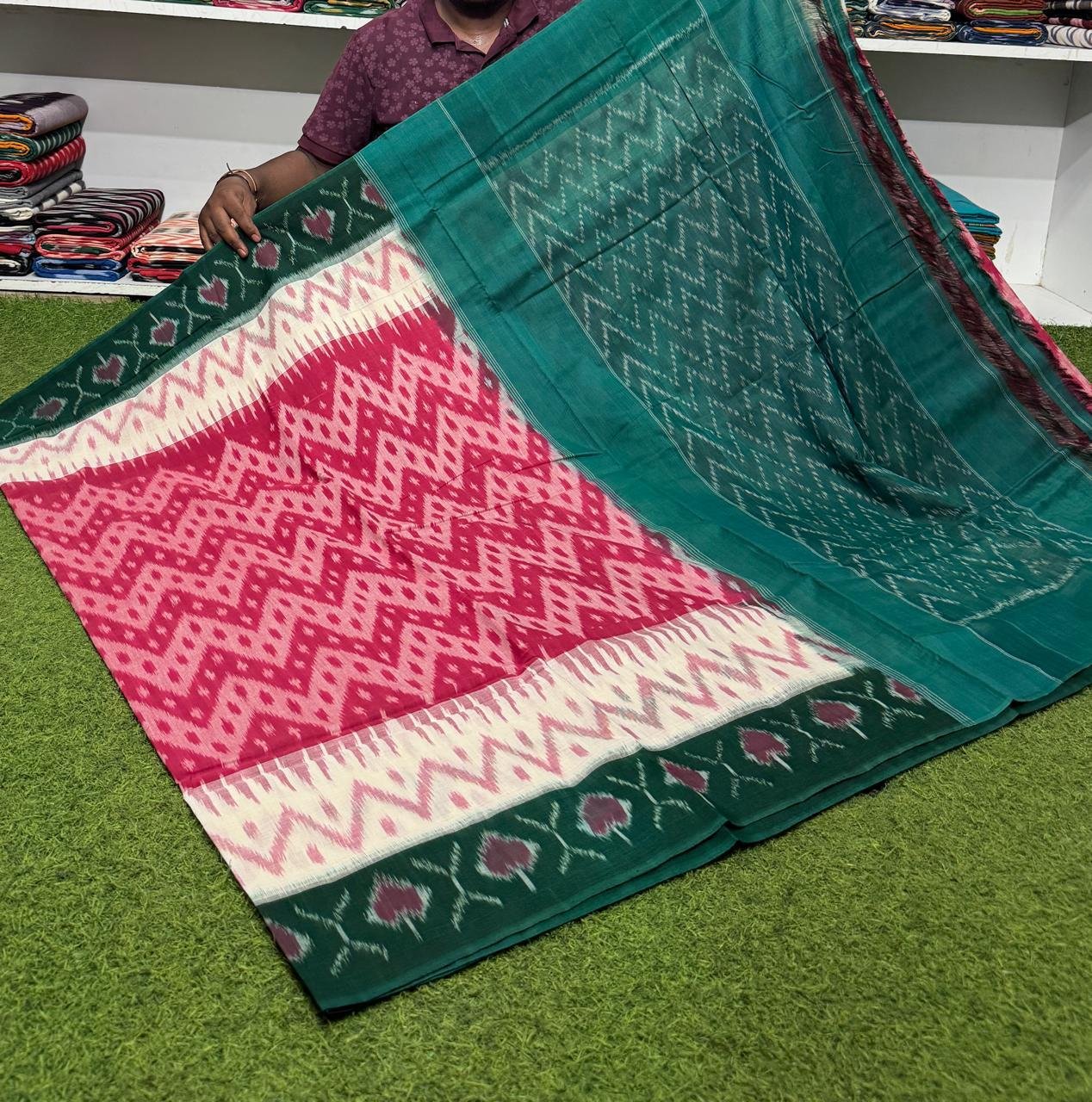Cotton Saree - PSRGY21-ICTSDZDCD-36