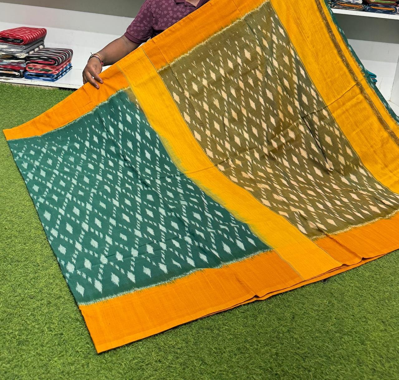 Cotton Saree - PSRGY21-ICTSDZDCD-40