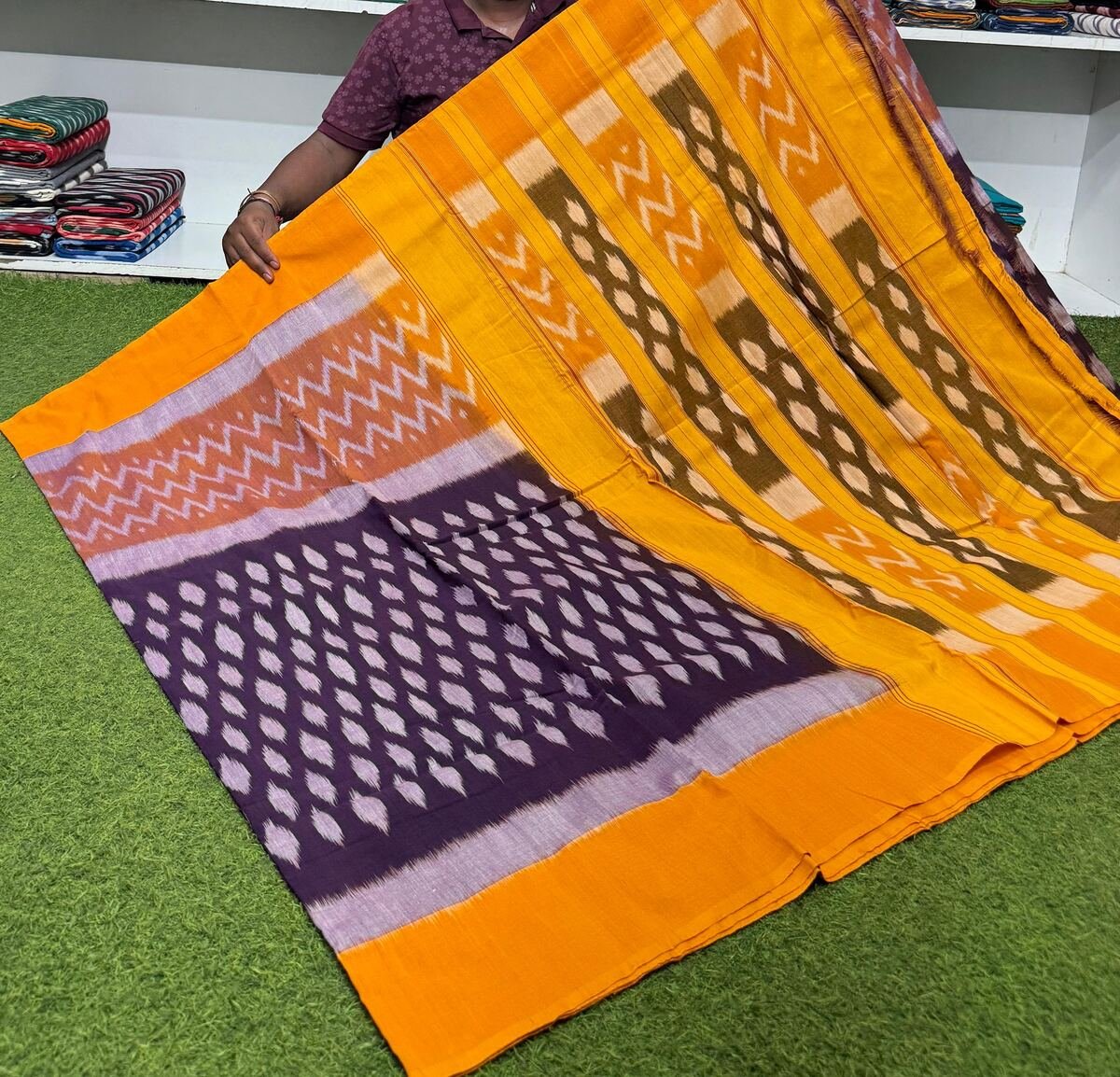 Cotton Saree - PSRGY30-ICTSCZDCD-06