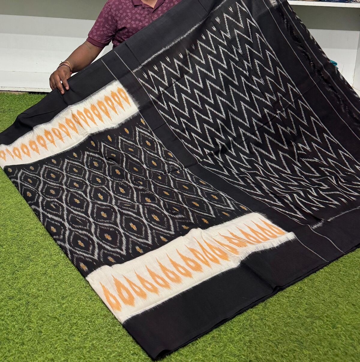 Cotton Saree - PSRGY30-ICTSCZDCD-07
