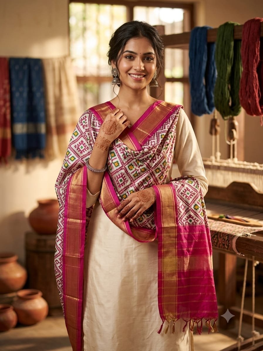 Ikat Dupatta - PGMRL26-ISDPCEZDC-43