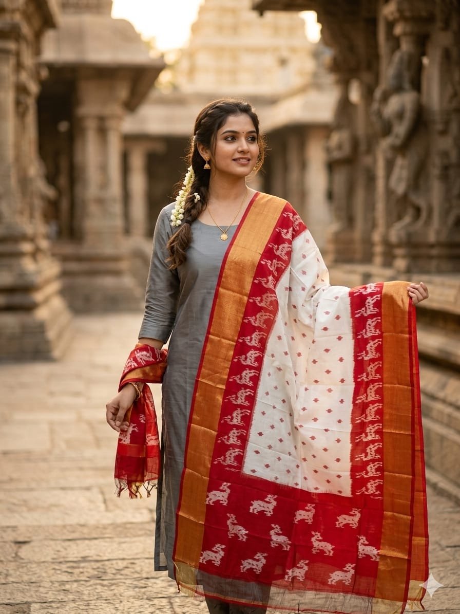 Ikat Dupatta - PGMRL26-ISDPCEZDC-46