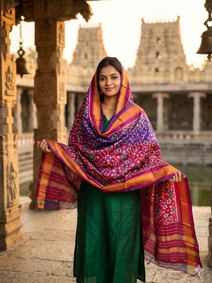 Ikat Dupatta - PGMRL26-ISDPCEZDC-47