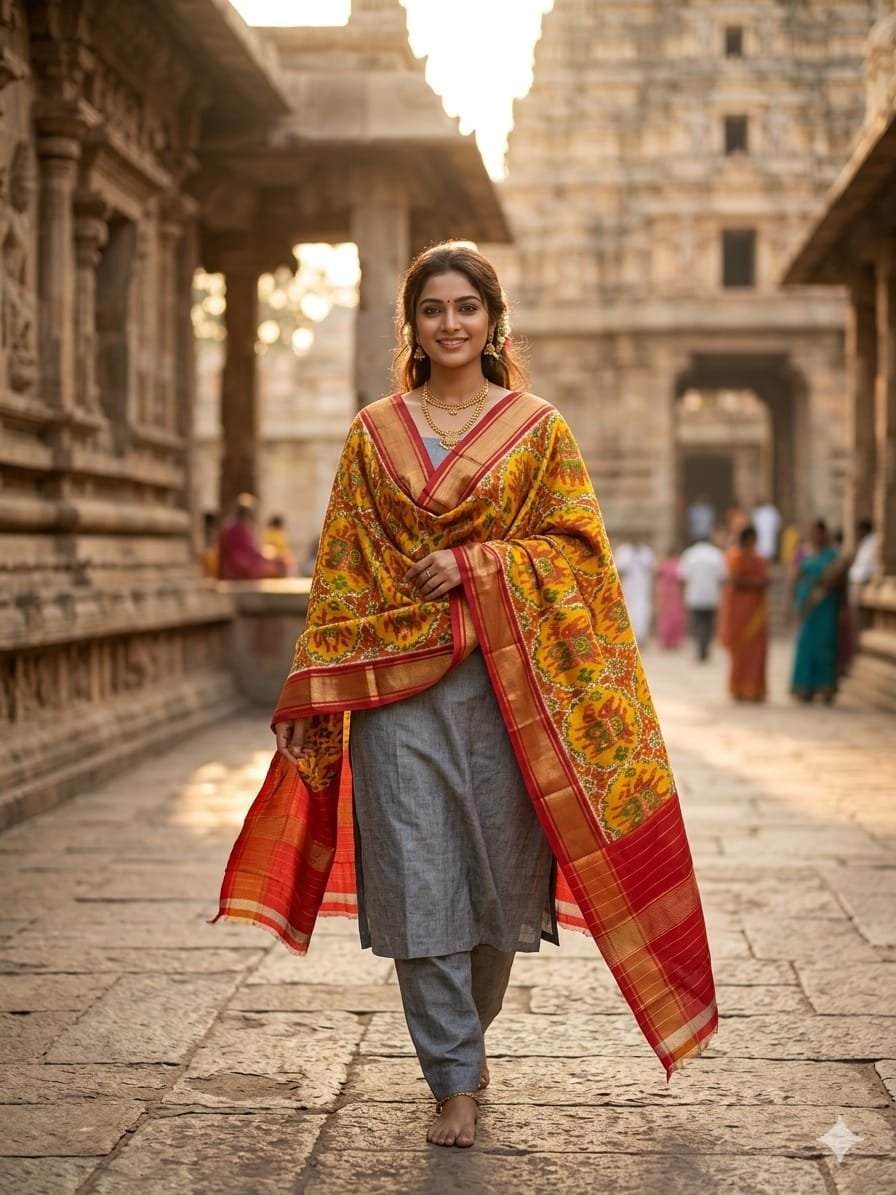 Ikat Dupatta - PGMRY26-ISDPDEZCD-07