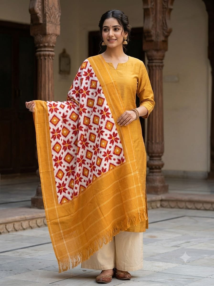 Ikat Dupatta - PSSIG10-ICDPDIBDC-26