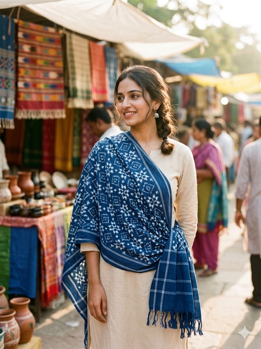Ikat Dupatta - PSSIL02-ICDPCIBCD-02