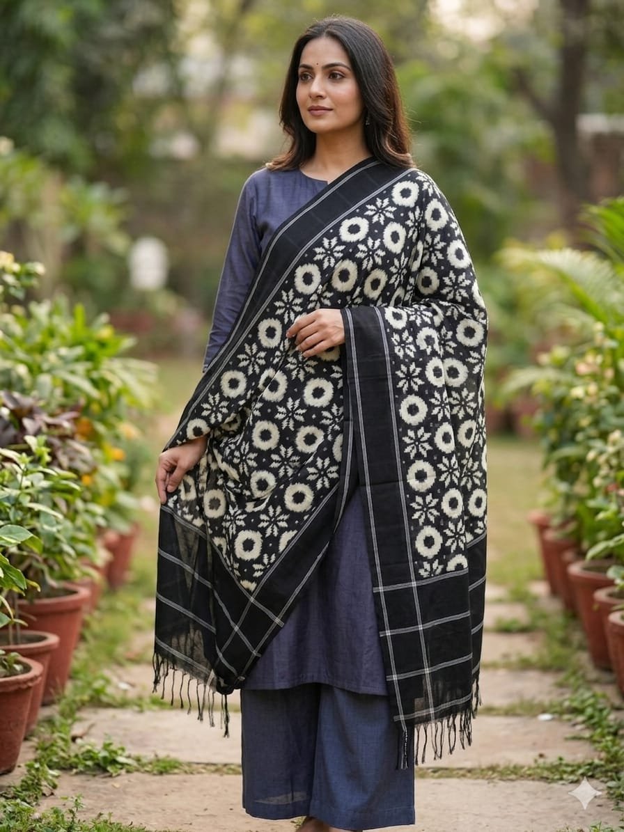 Ikat Dupatta - PSSIL02-ICDPCIBCD-05