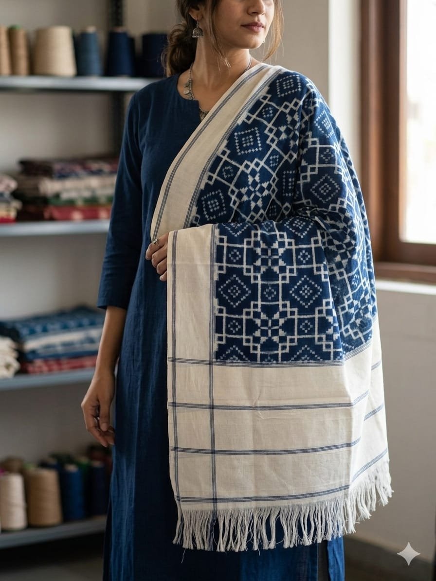 Ikat Dupatta - PSSIL02-ICDPCIBCD-07