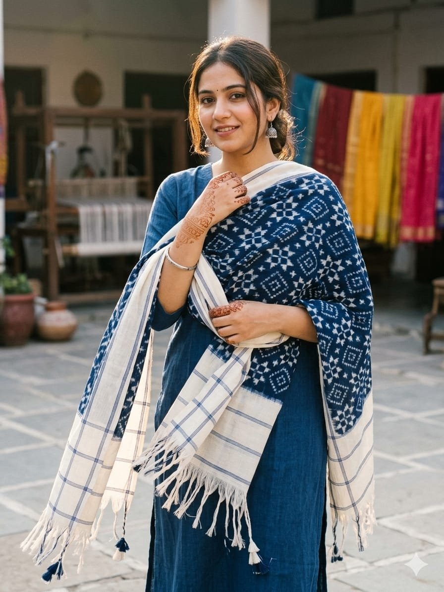 Ikat Dupatta - PSSIL02-ICDPCIBCD-10