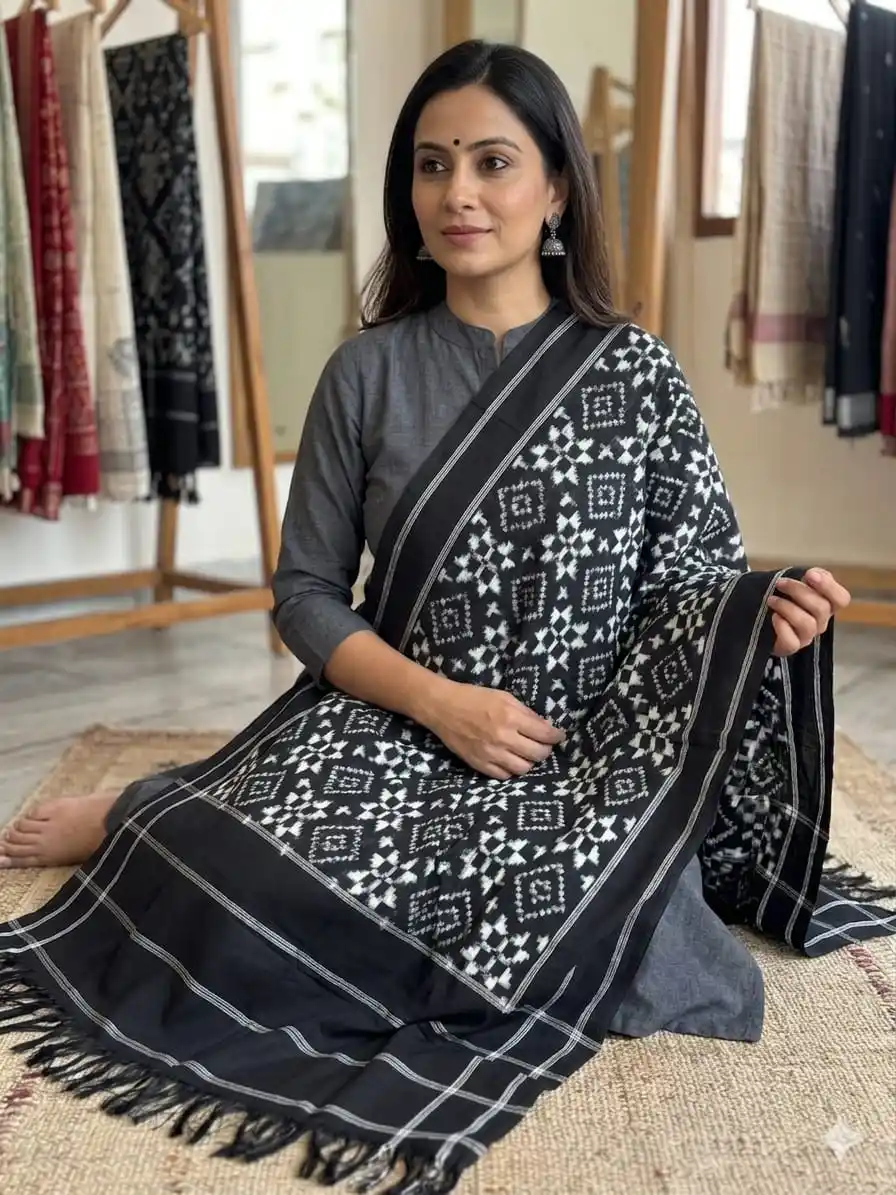 Ikat Dupatta - PSSIL02-ICDPCIBCD-11