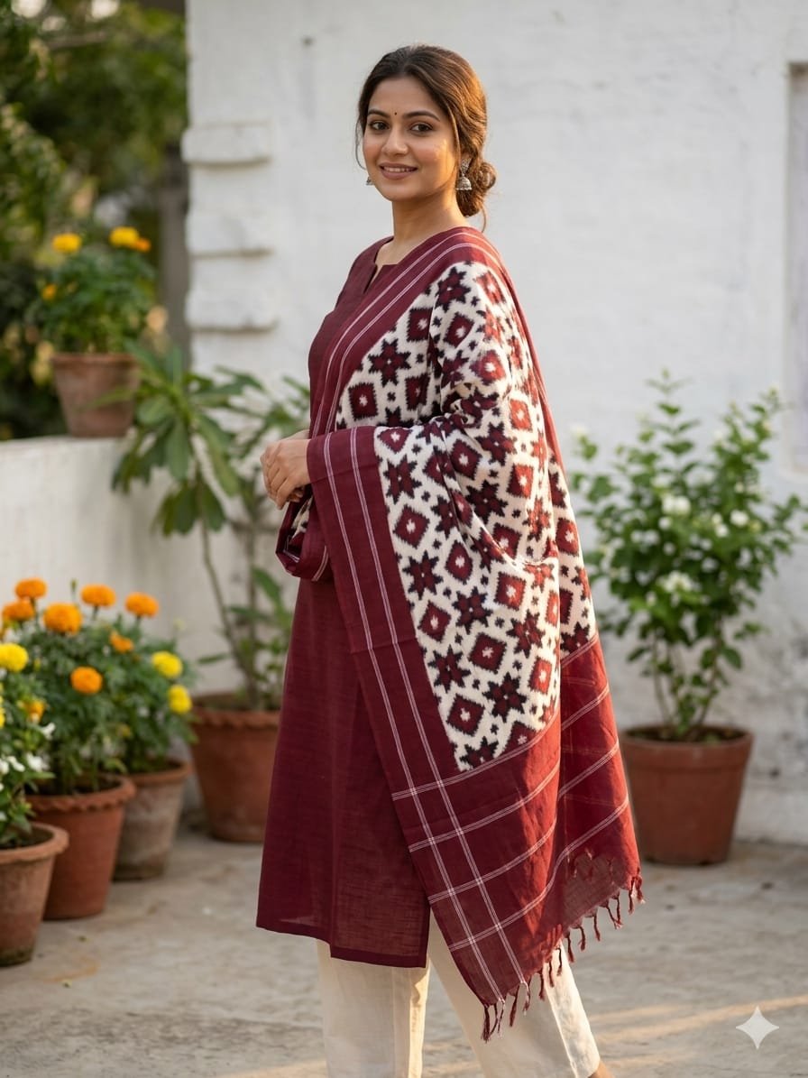 Ikat Dupatta - PSSIL02-ICDPCIBCD-14