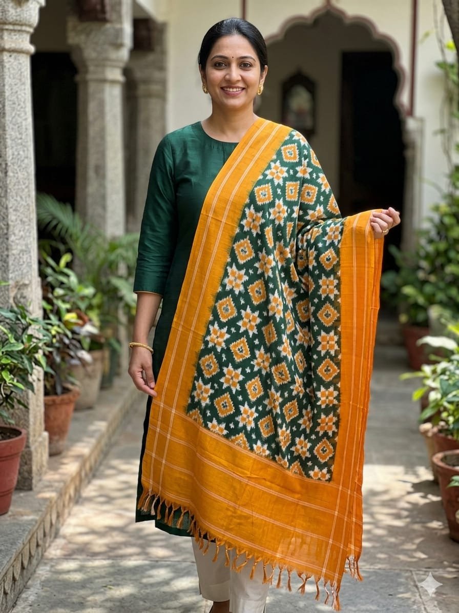 Ikat Dupatta - PSSIL02-ICDPCIBCD-17