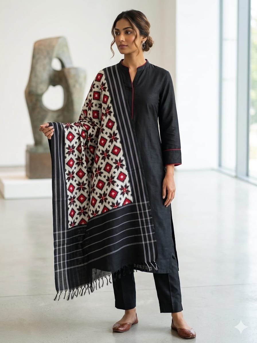Ikat Dupatta - PSSIL02-ICDPCIBCD-21