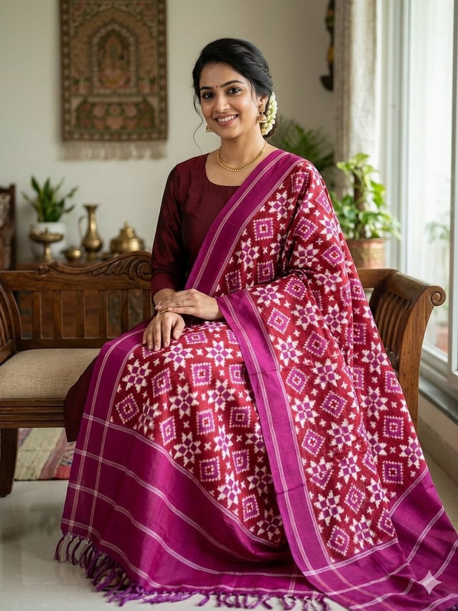 Ikat Dupatta - PSSIY22-ICDPDIBCC-22