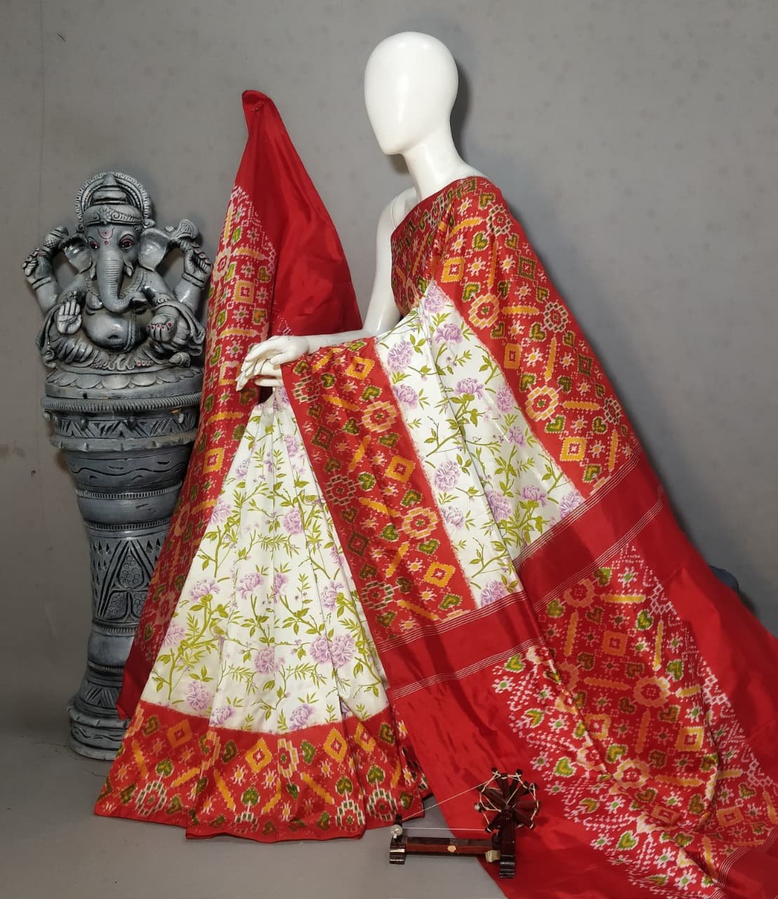 Ikat print saree - PALUY31-IPRSCNNCD-02