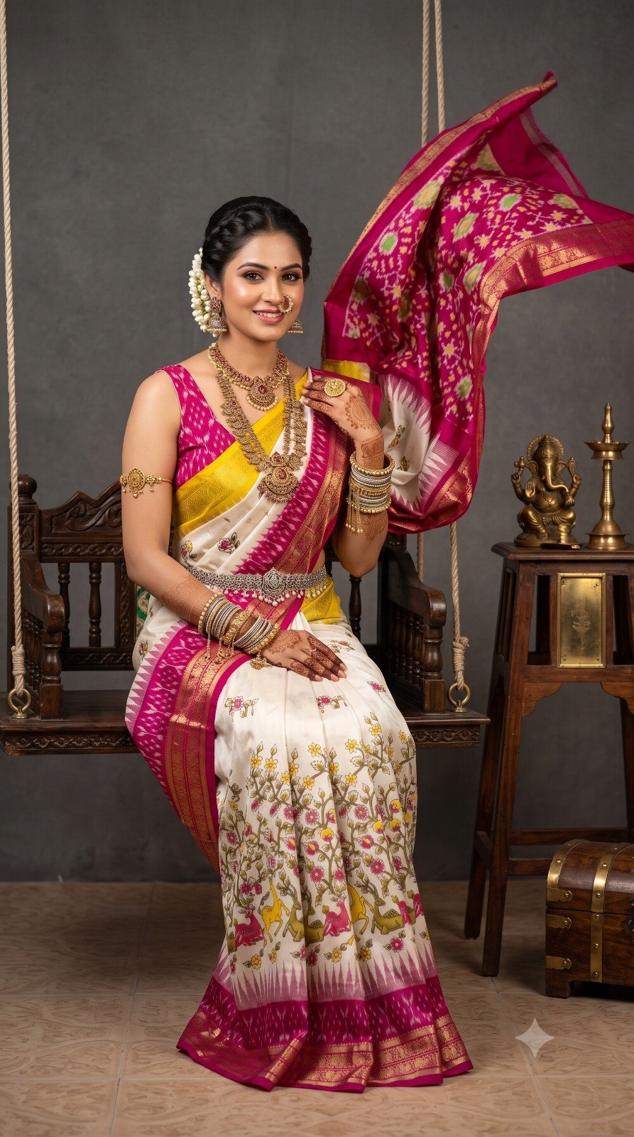 Ikat Print Saree - PANHG07-IPRSIZSDD-02