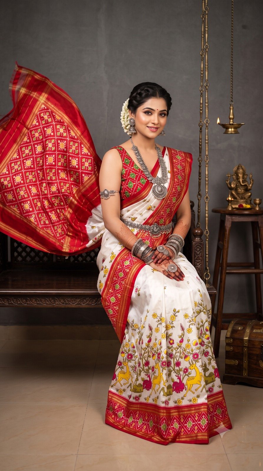 Ikat Print Saree - PANHG07-IPRSIZSDD-03