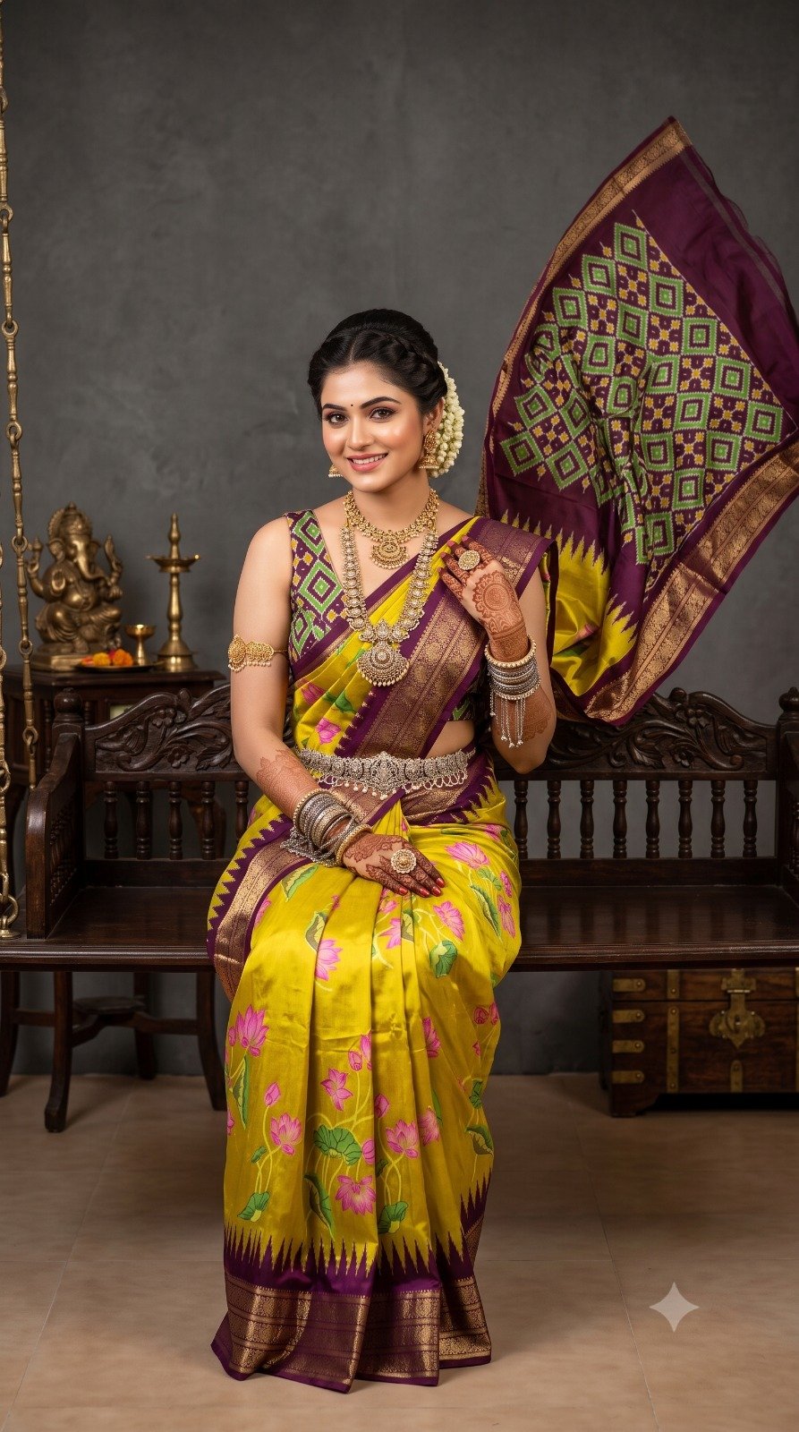 Ikat Print Saree - PANHG07-IPRSIZSDD-04