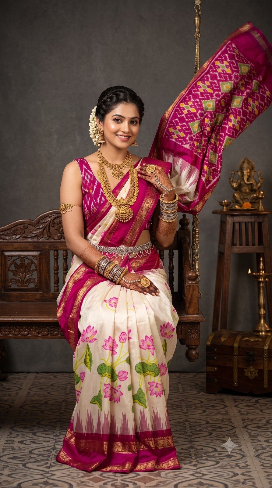 Ikat Print Saree - PANHG07-IPRSIZSDD-05