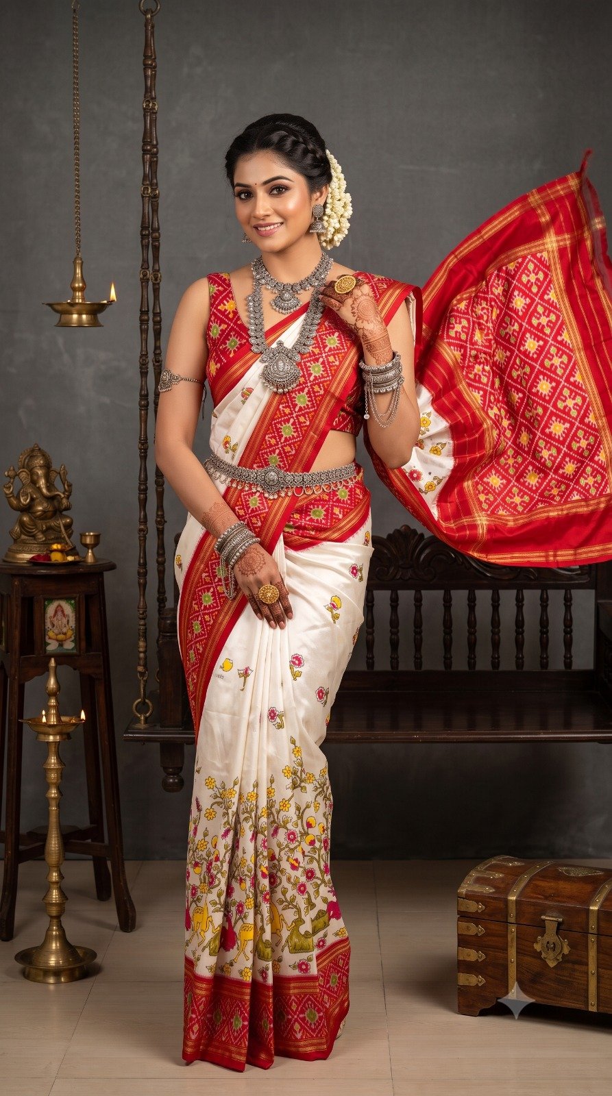 Ikat Print Saree - PANHG07-IPRSIZSDD-06
