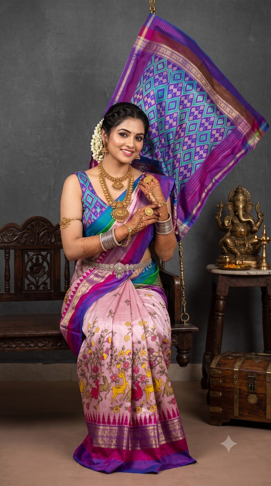 Ikat Print Saree - PANHG07-IPRSIZSDD-09
