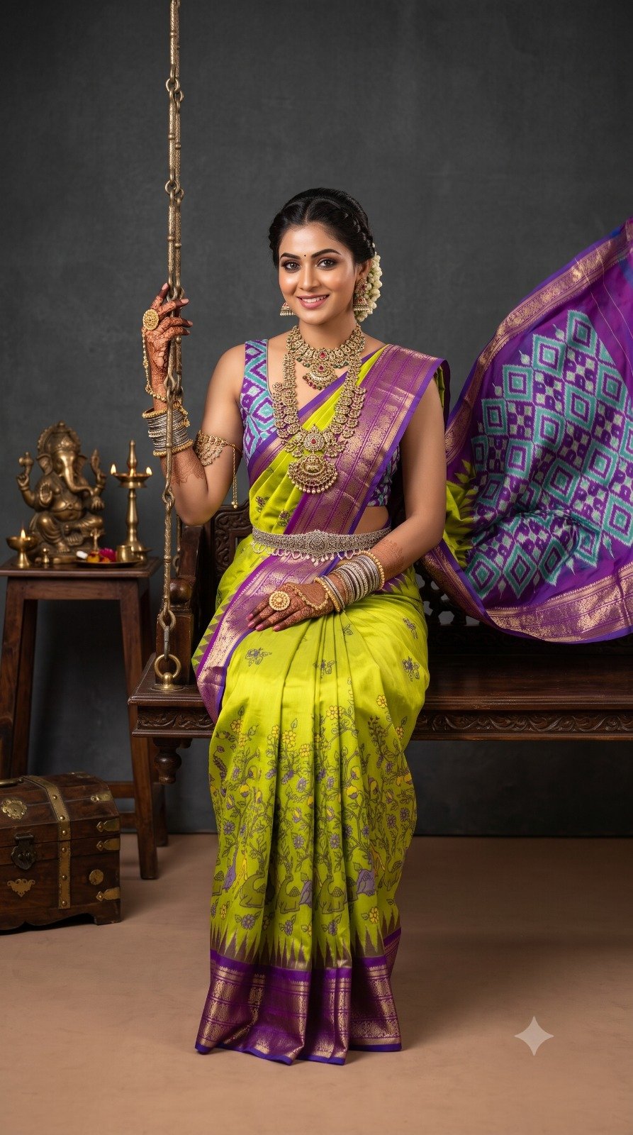 Ikat Print Saree - PANHG07-IPRSIZSDD-11
