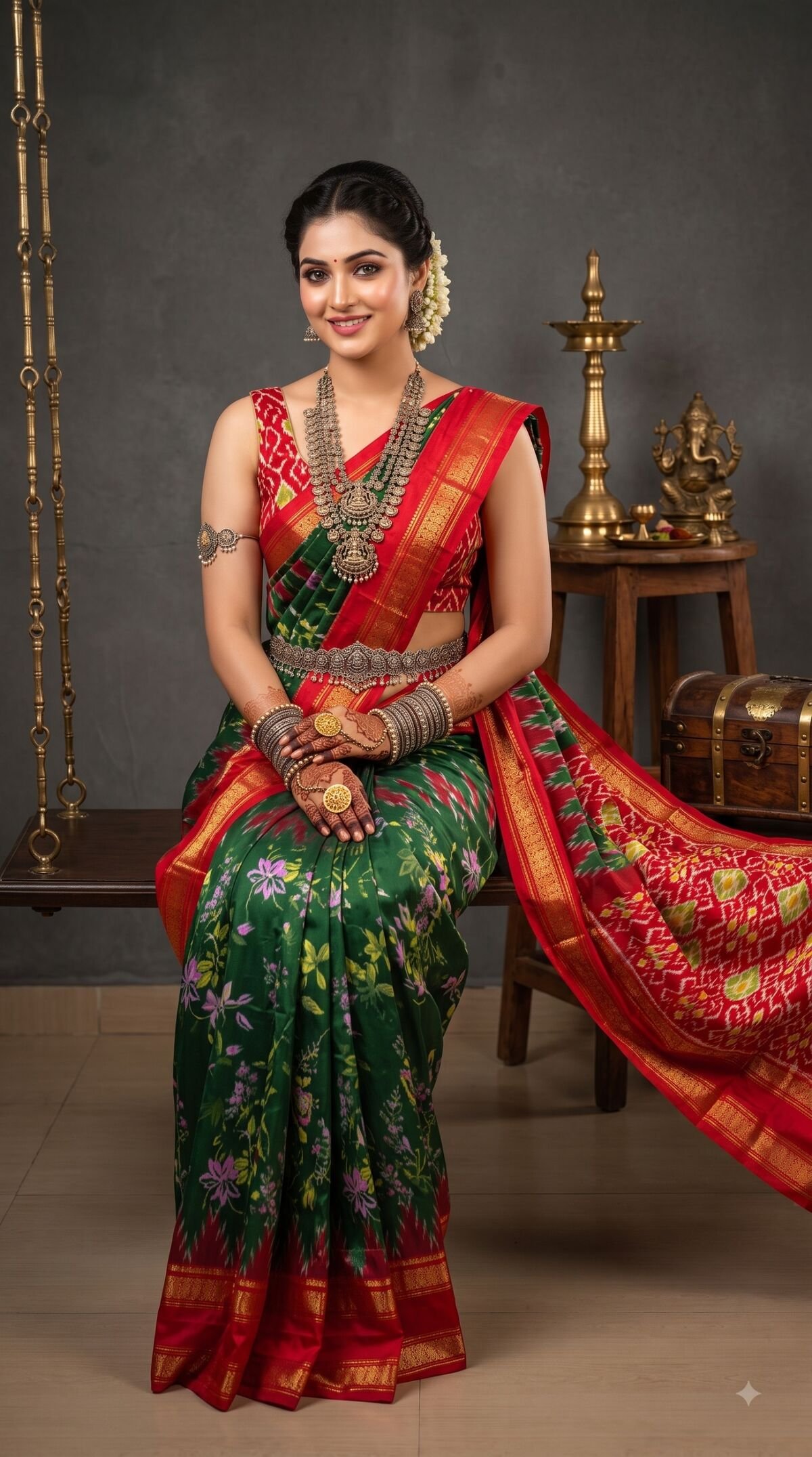 Ikat Print Saree - PANHG17-IPRSIZSCD-02