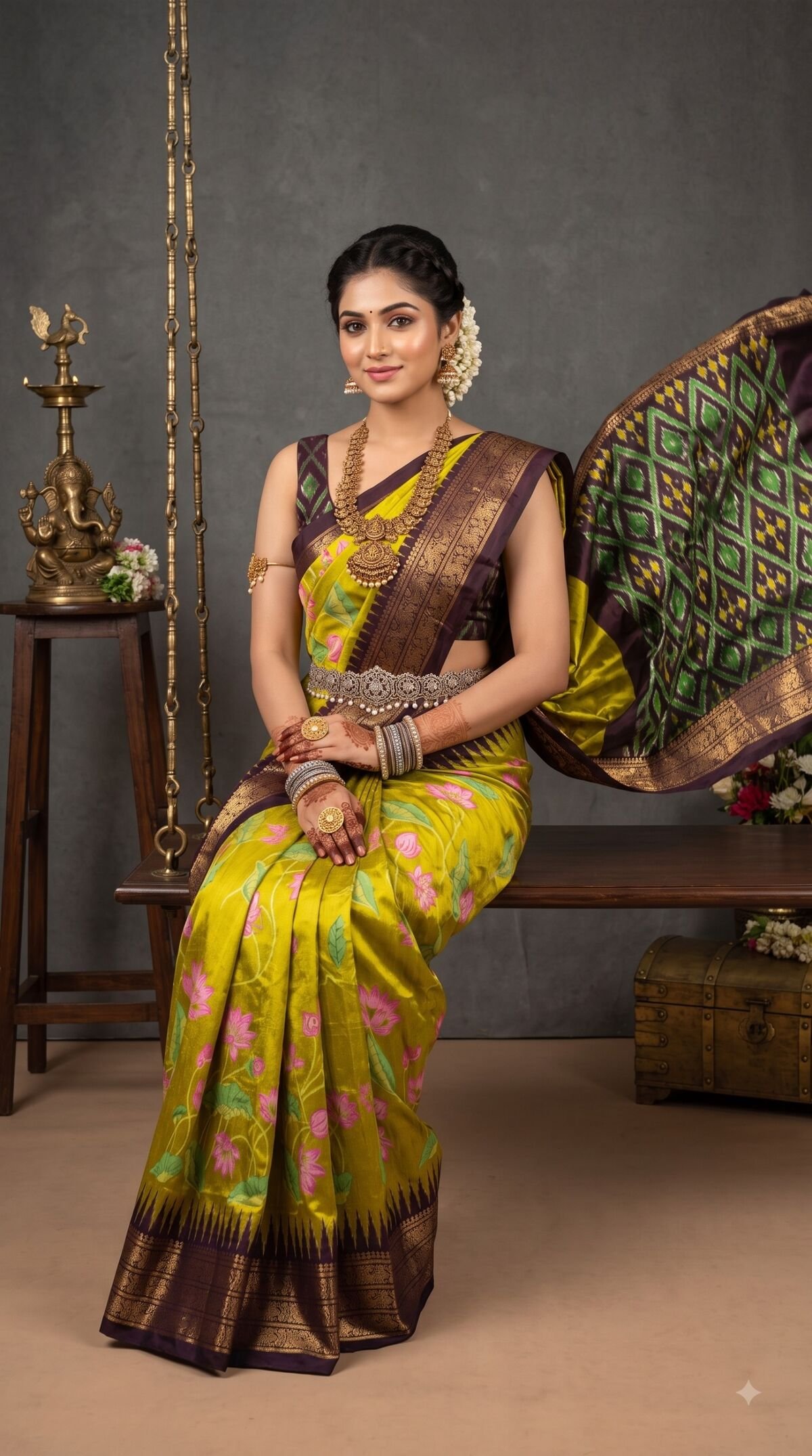 Ikat Print Saree - PANHG17-IPRSIZSCD-06