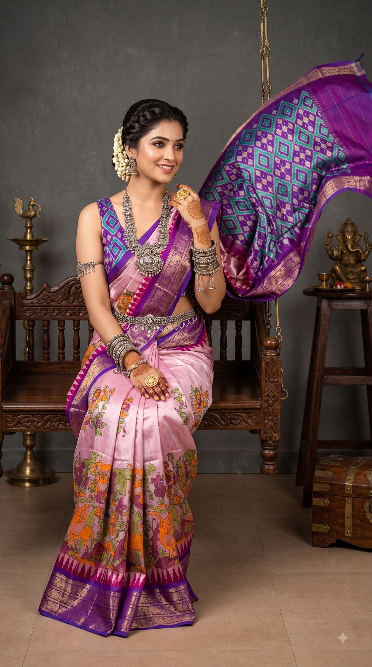 Ikat Print Saree - PANHG17-IPRSIZSCD-07