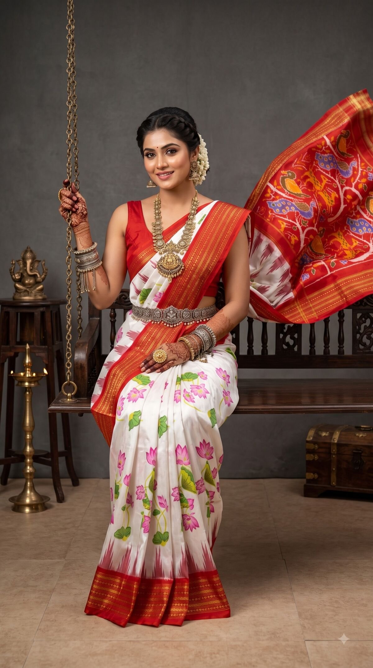 Ikat Print Saree - PANHG17-IPRSIZSCD-13