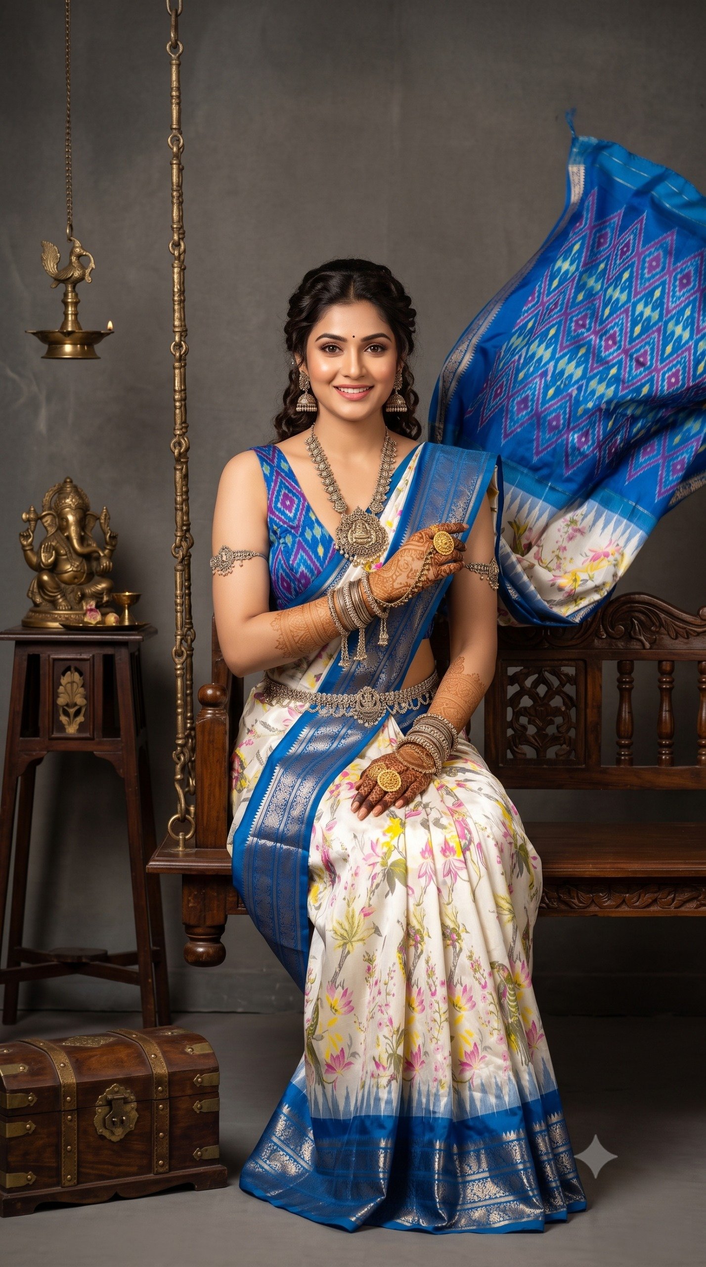 Ikat Print Saree - PANHL12-IPRSIZSDC-07