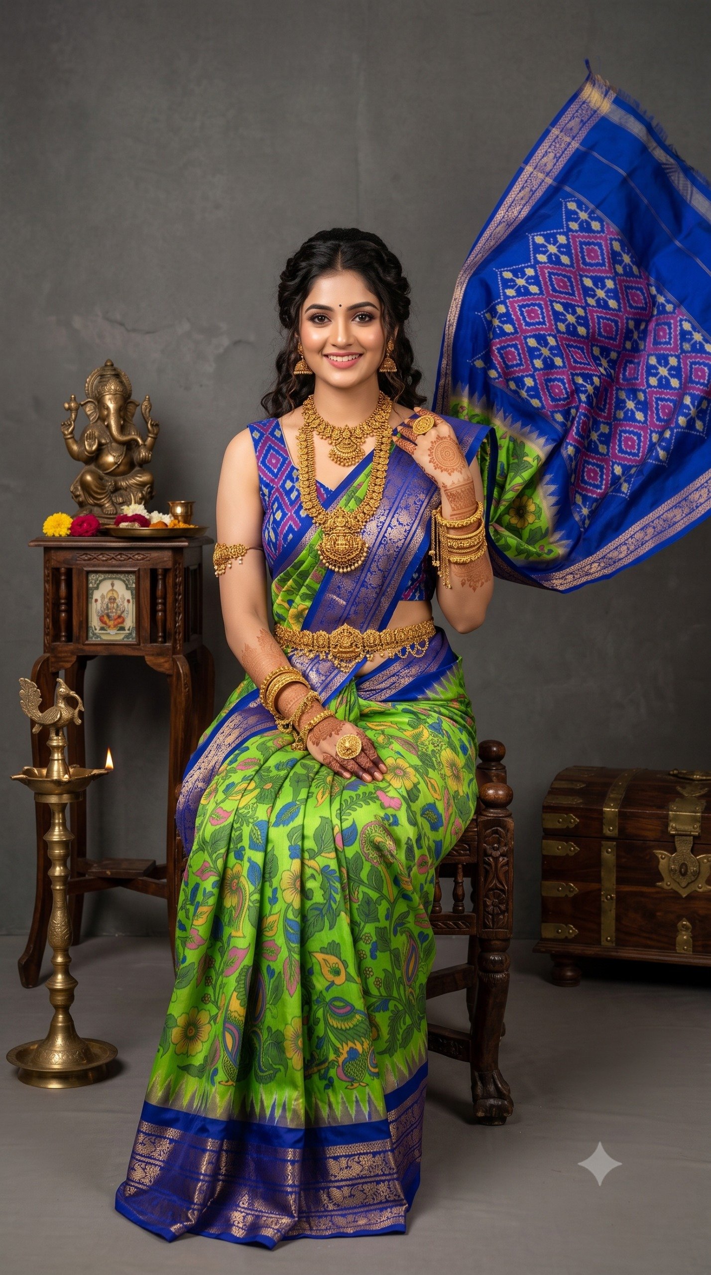 Ikat Print Saree - PANHL12-IPRSIZSDC-13