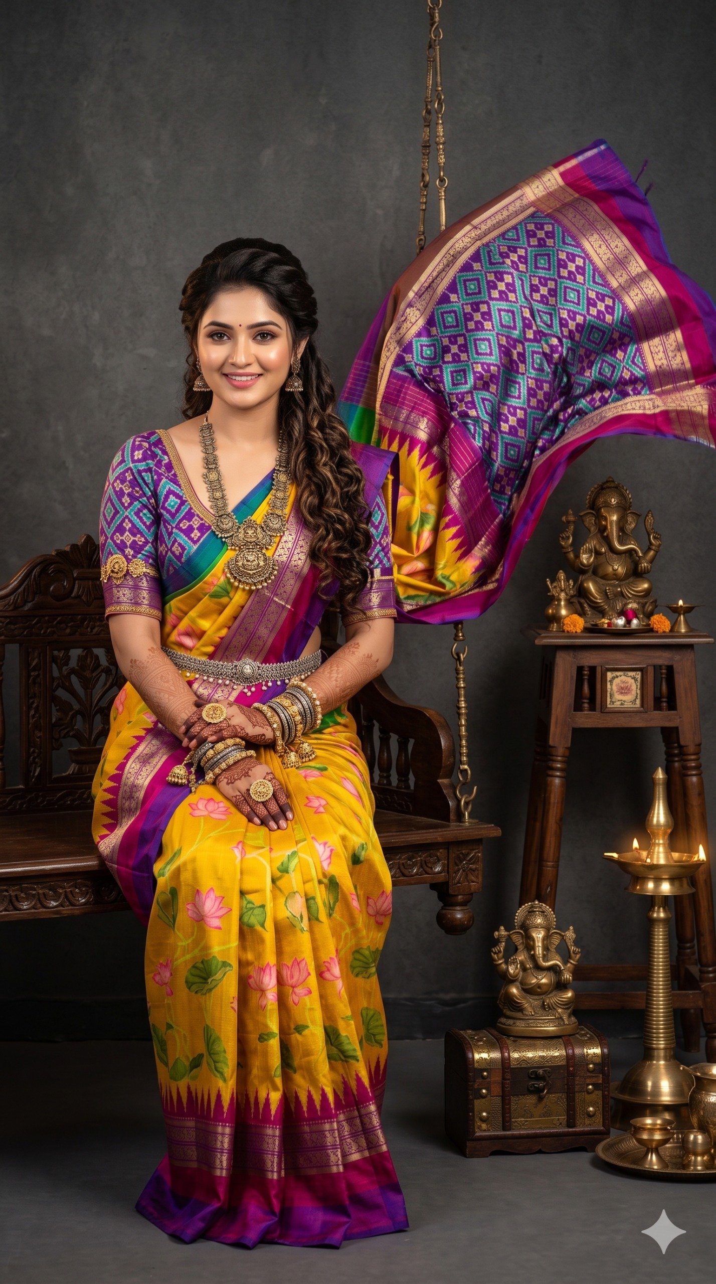 Ikat Print Saree - PANHL12-IPRSIZSDC-15